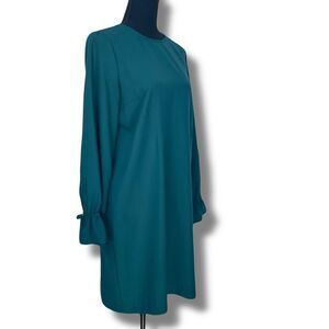 Banana Republic Long Sleeve Shift Dress with Tie Sleeve Cuffs Green Size 8